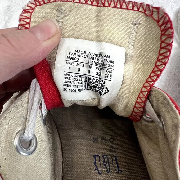 Converse All Star Chuck Taylor Red Low Top Lace Up Sneakers W8 M6 - Picture 6 of 7